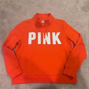 Victoria's Secret PINK Half-Zip Pullover in Bright Orange